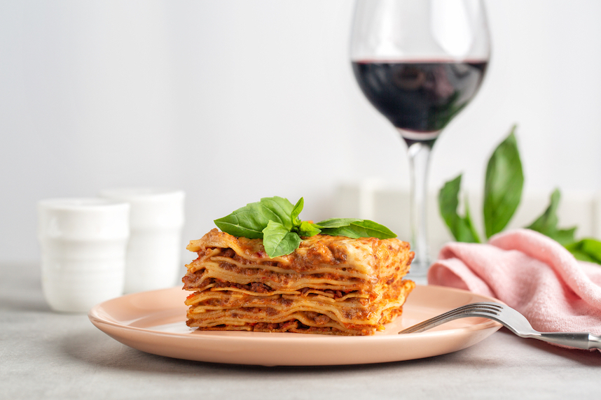 vino rosso lasagne